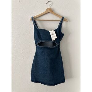 NWT Zara Dark Denim Cutout Zipup Mini Dress
